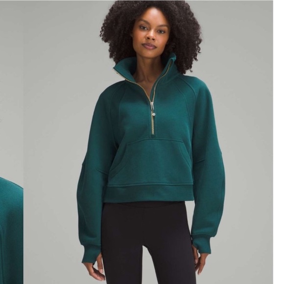 lululemon athletica Tops - EUC - Lululemon Scuba Oversized Half Zip Hoodie - Size M/L - Storm Teal